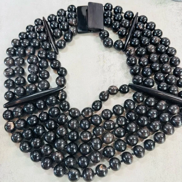 Vintage Monies Gerta Lynggaard Horn Statement Necklace - Picture 3 of 9